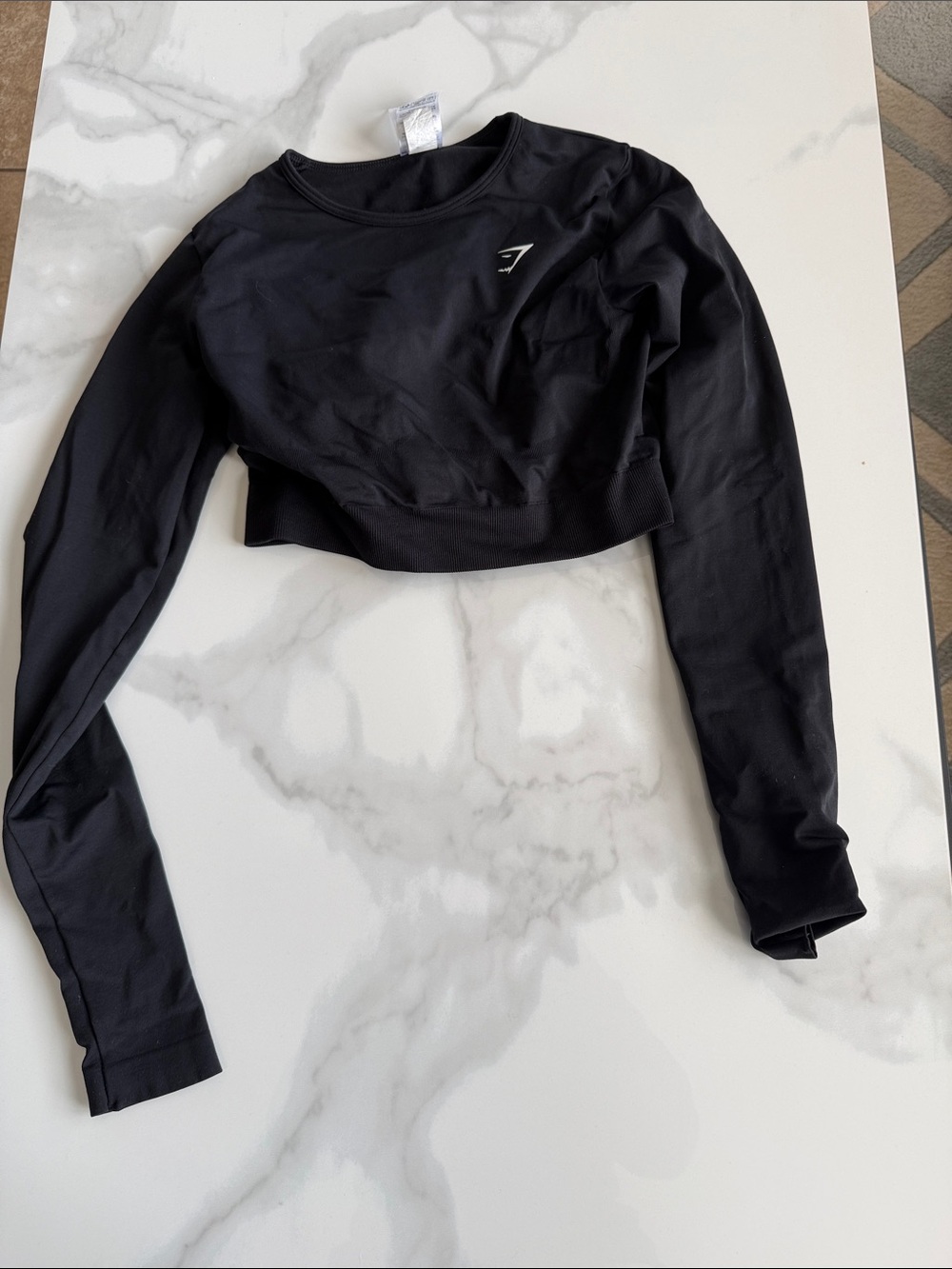 Gymshark Black Long Sleeve Cropped Crew Top